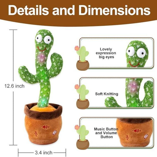 Dancing Cactus Toy for Pets，Dog and Cat Toy, Dancing Singing Toy,Repeats & Recording What You Say, Glows with LED Lights，Birthday Gift,Prank Toya2