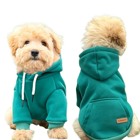 Winter Dog Hoodie with Drawstring & Pocket, Cozy Hooded Sweatshirt for Small & Medium Dogs, Cold Weather Pet Clothes for Puppies, Christmas Gift